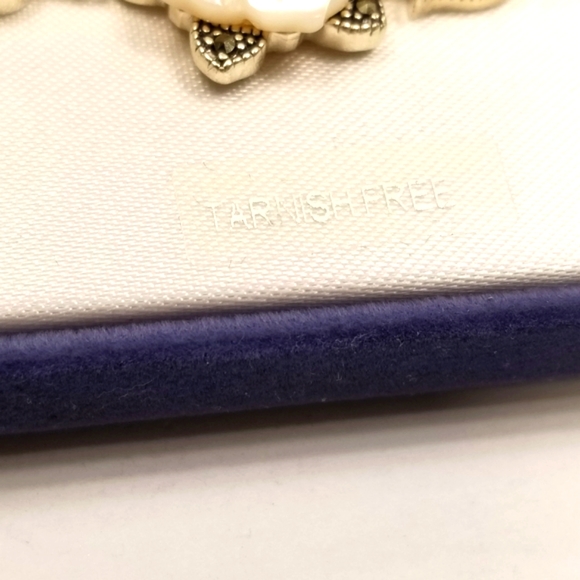 Sterling Silver Marcasite White MOP Hawaiian Hibiscus Plumeria flower bracelet - Picture 10 of 13